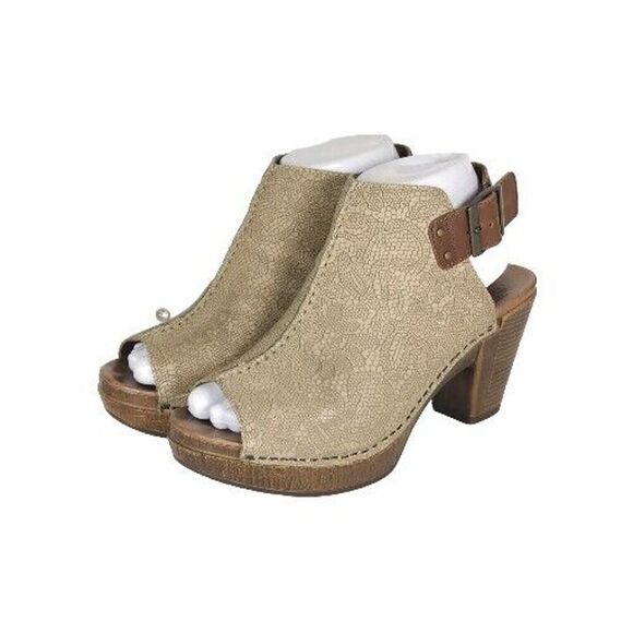 Dansko Women's Reggie US6-6,5 EU37 Taupe Tooled Leather Caged Slingback Sandals - Picture 1 of 16